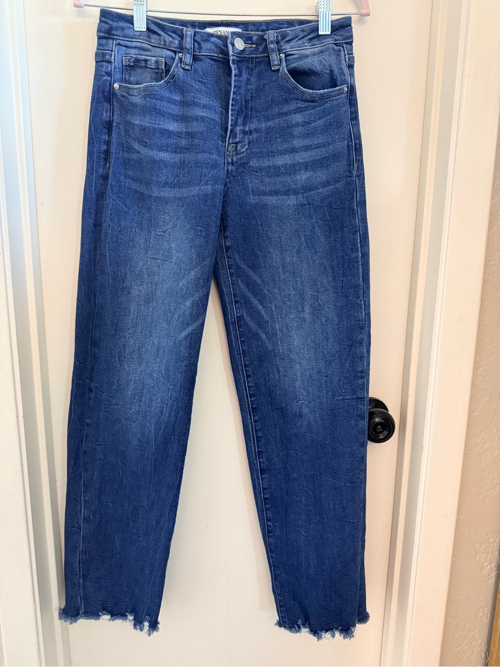 Zenana Outfitters Dark Blue Ankle Crop Straight Jeans